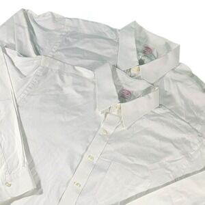 Lot of 2 Brooks Brothers Traditional Fit White Dress Shirt 18.5 34 Supima Cotton